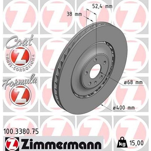 Zimmermann Brake Disc - Fusion Z/Coated 400Mm, 100.3380.75 100.3380.75